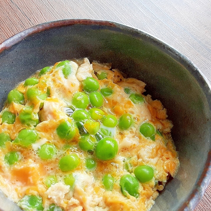 レンチン3分☆冷凍えんどう豆の卵とじ